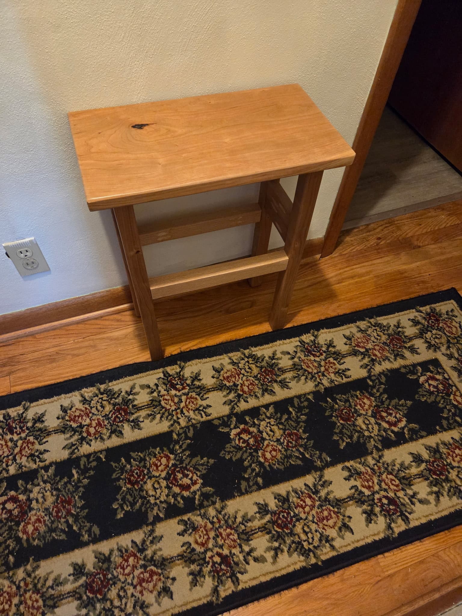 Handcrafted wooden side table with natural finish